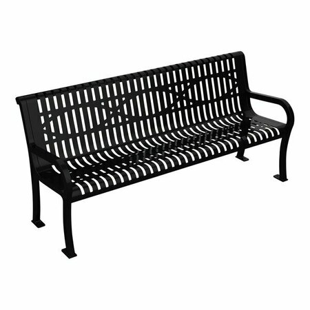 ULTRA SITE Lexington 6' Black Wave Bench with Backrest 75'' x 26 7/8'' x 35 1/2'' 38A954W6BK